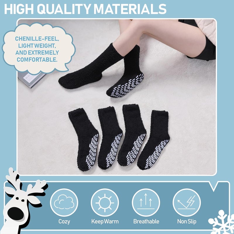 Yebing Store Non Slip Hospital Socks for Women with Grips Fuzzy Cozy Anti Skid Slipper Socks Winter Warm Soft Fluffy Sleep Socks - Image 5
